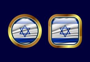 Glossy flag button of Israel, High quality web button design vector