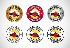 Made in Brunei label icon with flag. Icon set for business, badge, seal, sticker, logo, and symbol vector