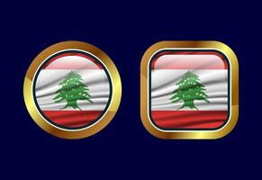 Glossy flag button of Lebanon, High quality web button design vector