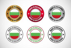 Made in Bulgaria label icon with flag. Icon set for business, badge, seal, sticker, logo, and symbol vector