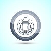 Plastic free icon design illustration, No plastic product sign,Gray Color Button Design vector