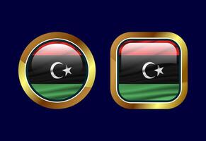 Glossy flag button of Libya, High quality web button design vector