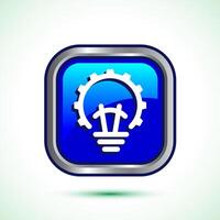 Electric light bulb icon design illustration, Creative idea icon, Blue color square button design vector