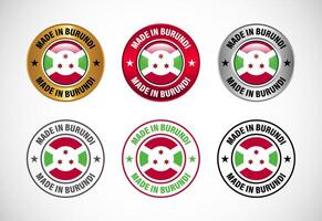 Made in Burundi label icon with flag. Icon set for business, badge, seal, sticker, logo, and symbol vector