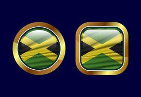 Glossy flag button of Jamaica, High quality web button design vector