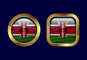 Glossy flag button of Kenya, High quality web button design vector