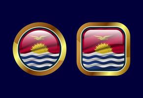 Glossy flag button of Kiribati, High quality web button design vector