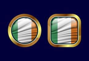 Glossy flag button of Ireland, High quality web button design vector