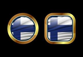 Glossy flag button of Finland, High quality web button design vector