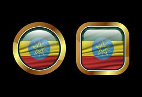Glossy flag button of Ethiopia, High quality web button design vector