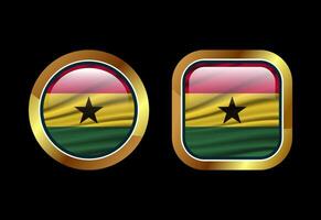 Glossy flag button of Ghana, High quality web button design vector