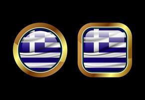 Glossy flag button of Greece, High quality web button design vector