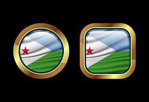 Glossy flag button of Djibouti, High quality web button design vector