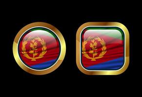 Glossy flag button of Eritrea, High quality web button design vector