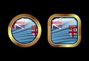 Glossy flag button of Fiji, High quality web button design vector