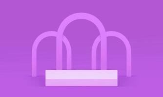 3d purple podium with arch wall background for product presentation realistic vector