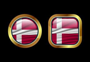 Glossy flag button of Denmark, High quality web button design vector
