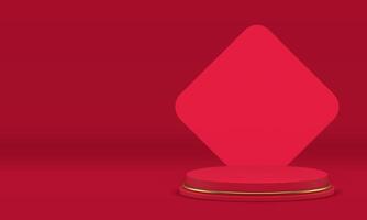 Red 3d podium pedestal luxury display for presentation realistic illustration vector