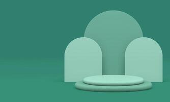 3d green trendy podium display for product presentation realistic illustration vector