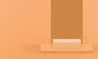 3d beige orange podium pedestal with wall background for show realistic illustration vector