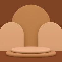 3d beige podium pedestal mockup for cosmetic product show presentation realistic vector