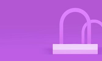 Violet 3d rectangle podium with arch mock up for product show realistic illustration vector