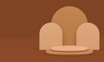 3d beige cylinder podium pedestal mockup for product show realistic illustration vector