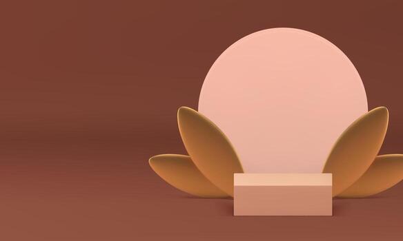 beige 3d podio con redondo pared antecedentes para producto presentación realista vector