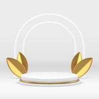 3d white luxury cylinder podium with arch wall background for product show realistic vector