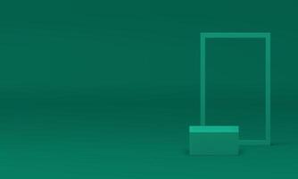 3d green cube podium mockup for cosmetic product show presentation realistic vector