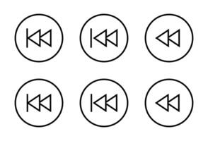 Rewind line icon on circle outline. Back track sign symbol of media player elements vector