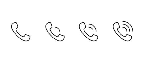 Phone call line icon set in generic style. Handset outline sign symbol vector