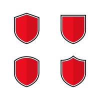 Shield, security icon set in flat design. Protection, defense guard sign symbol vector