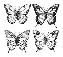 Beautiful butterfly set sketch hand drawn in doodle style illustration vector