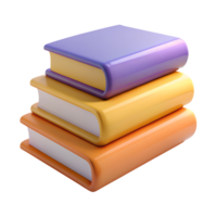 3D Stack of colorful books isolated. Collection of different books. Back to school and education learning concept. High quality photo png