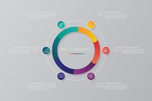 infographic chart template with 6 options. vector