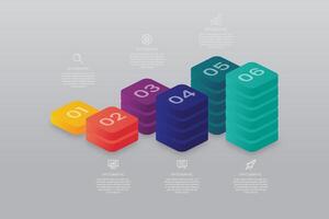 6 Step Chart Infographic Template Design vector
