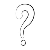 Hand drawn question mark in doodle style. Single design element isolated on white background. vector