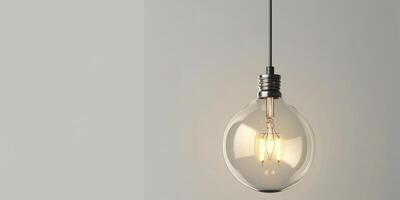 glowing minimal light bulb. ambient feel. highlight simplicity and modern design. photo