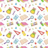 School pattern with supplies. Seamless pattern. Back to school. vector