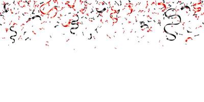 Falling red and black confetti isolated on transparent background. decoration greeting card vector