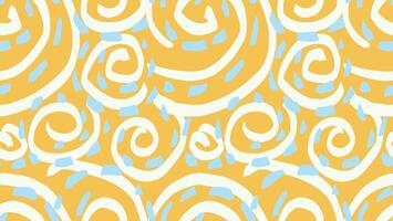 hand drawn sketch large abstract organic shapes seamless pattern. Yellow minimalist background with unique twisted shape. Contemporary plain ornament for print. vector
