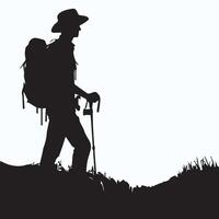 man with backpack Hiking and Traveler Silhouette vector