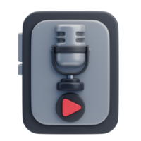 3D Smartphone Podcast Microphone and Play Button png