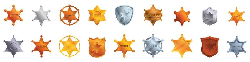 Sheriff badge icons set. Sheriff star badges showing authority and law enforcement vector