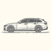 Elegant Automotive Side View in Minimalist Line Art Style vector