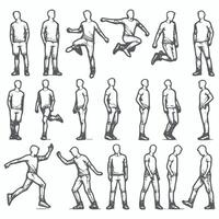Hand Drawn Sketches of Man in Varied Standing Poses vector