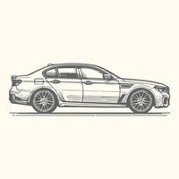 Minimalist Car Side Profile Sketch in Line Art vector