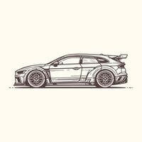 Side View Line Art Illustration of a Car vector