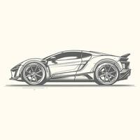 Elegant Side Profile of a Car in Detailed Line Art Style vector